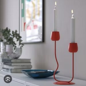 Elegant Red Dual Candle Holder From Ikea